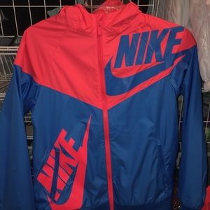 Nike windbreaker boy M so women S/XS CORAL & blue